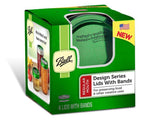 Caja con 6 Tapas y Bandas Para Frasco Ball De Boca Regular Color Verde