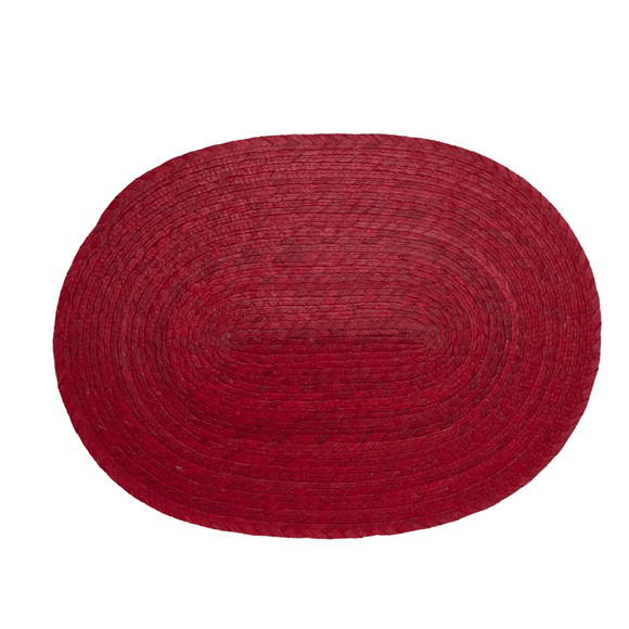 Mantel Individual Tejido En Hoja De Palma Color Rojo