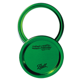 Caja con 6 Tapas y Bandas Para Frasco Ball De Boca Regular Color Verde