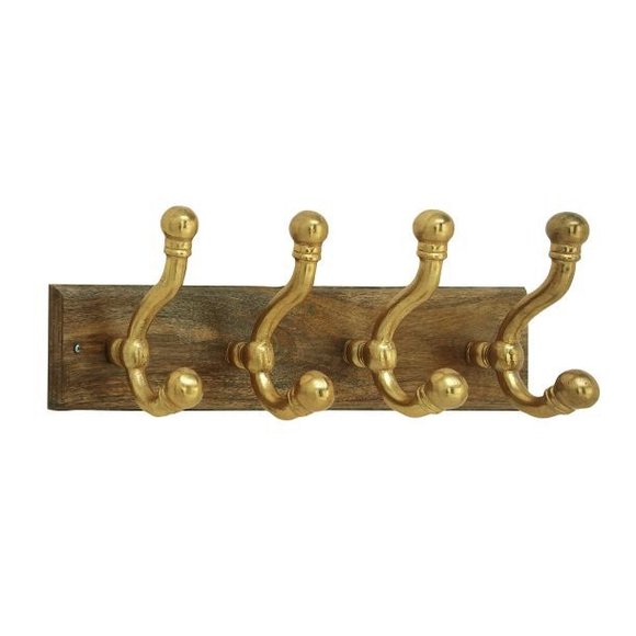 Perchas De Pared Dorado Sobre Madera